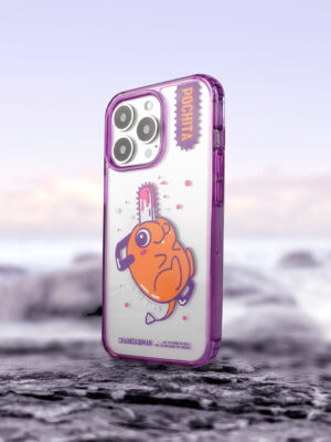 Orange Chainsaw Puppy - Purple Neon Aesthetic Art iPhone Case