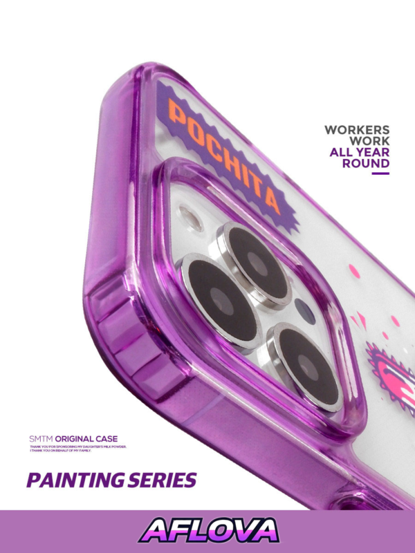 Orange Chainsaw Puppy - Purple Neon Aesthetic Art iPhone Case