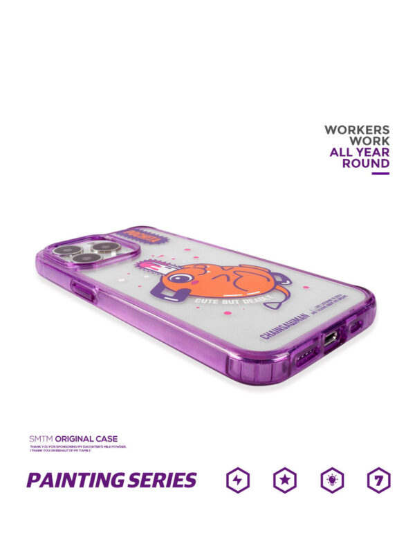 Orange Chainsaw Puppy - Purple Neon Aesthetic Art iPhone Case