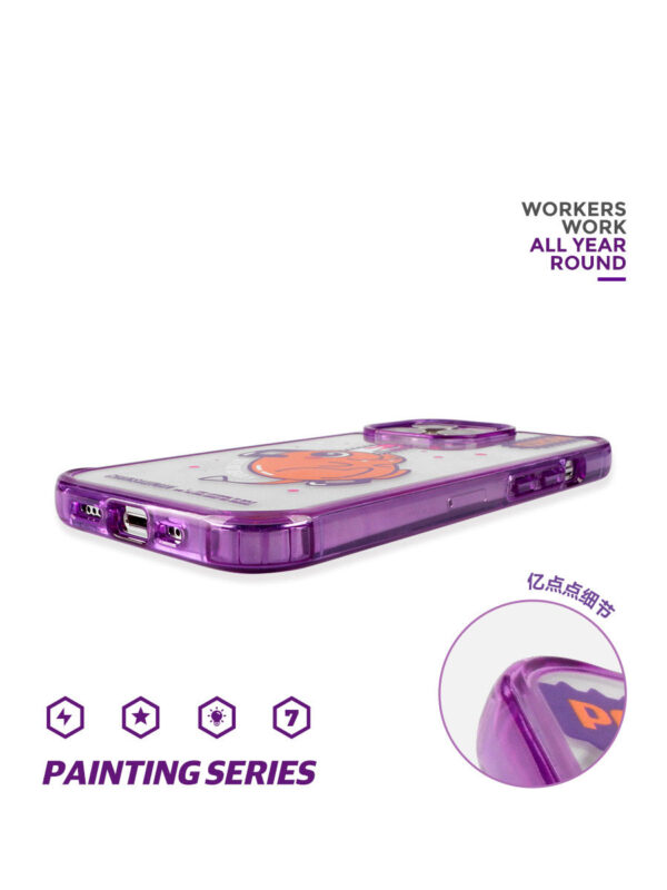 Orange Chainsaw Puppy - Purple Neon Aesthetic Art iPhone Case