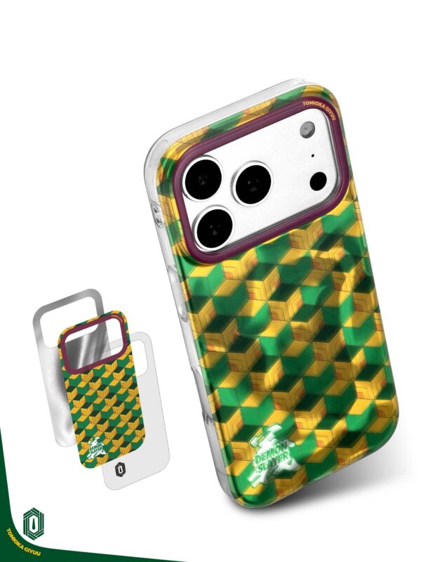 Green and Yellow Geometric Cube - 3D Mosaic Pattern Art iPhone Case