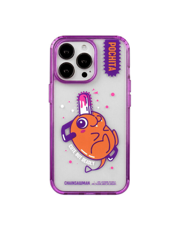 Orange Chainsaw Puppy - Purple Neon Aesthetic Art iPhone Case
