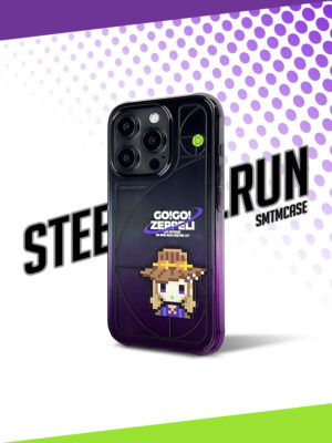 Dark Purple Ombre Retro Pixel Cowboy iPhone Case