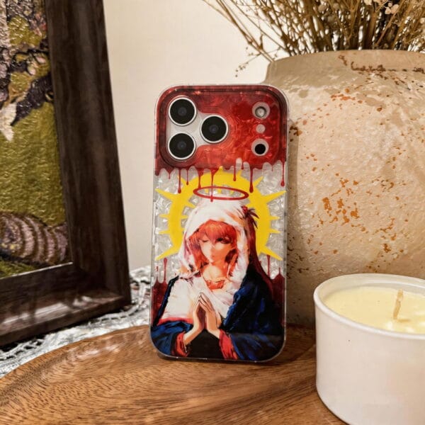 Gothic Madonna Sun Halo Crimson Drip for iPhone