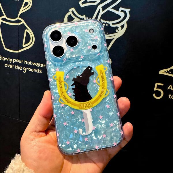 Turquoise Pearl Stallion Horseshoe Starry Pattern for iPhone