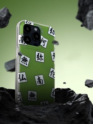 Stone Pillar Mantra - Moss Green Calligraphy Art iPhone Case