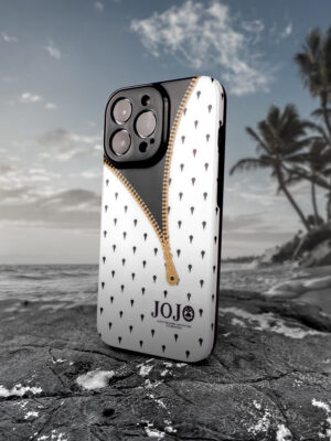 White Gold Zipper Reveal Teardrop Pattern iPhone Case