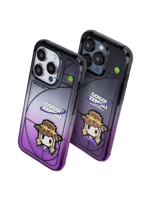 Dark Purple Ombre Retro Pixel Cowboy iPhone Case