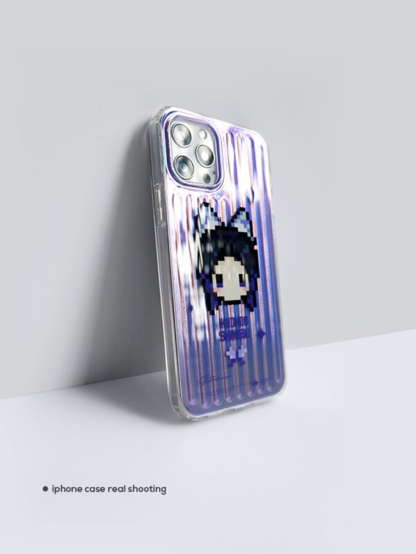 Lavender Pixel Butterfly - Ribbed Texture iPhone Case
