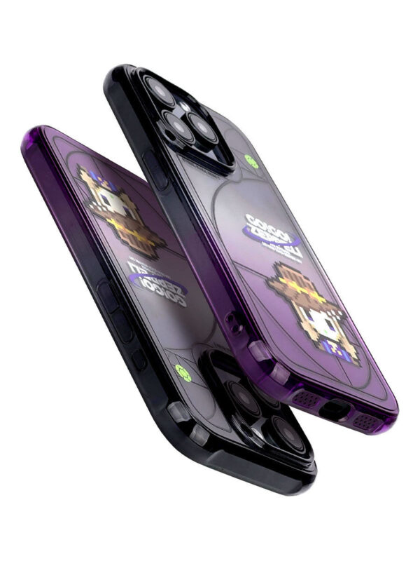 Dark Purple Ombre Retro Pixel Cowboy iPhone Case