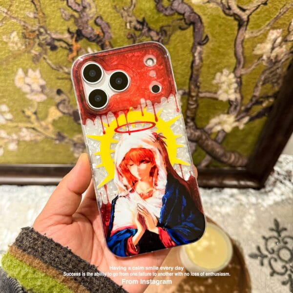 Gothic Madonna Sun Halo Crimson Drip for iPhone