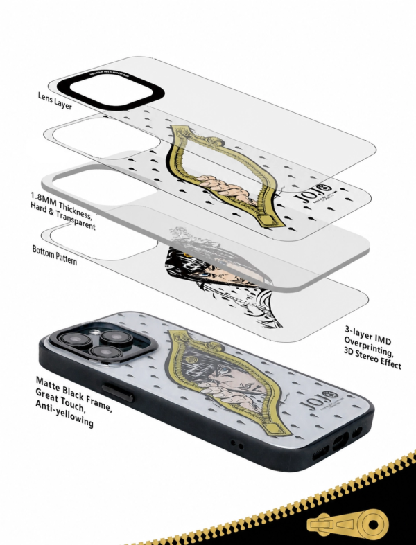 White Gold Zipper Reveal Teardrop Pattern iPhone Case