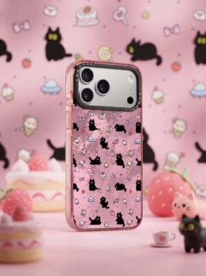 Aesthetic Y2K Pink Foil Cat for iPhone
