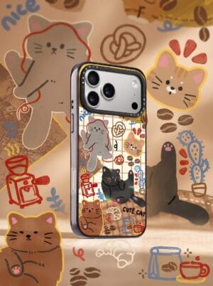Retro Warm Checkered Kitten Cozy Cafe Core Cat for iPhone