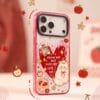 Retro Red Heart Bear Cute Coquette Ribbon Cat for iPhone