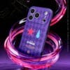 Cyber Neon Jester Star Teardrop Checkerboard for iPhone