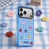 Retro Blue Gingham Floral for iPhone