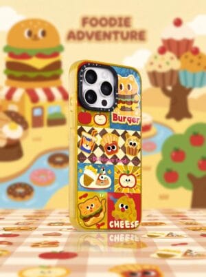 Cute Kawaii Burger Fries Retro Fast Food Collage for iPhone