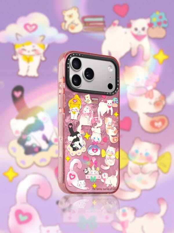 Rose Pink Foil Cute "Spring Journey of Cats" for iPhone
