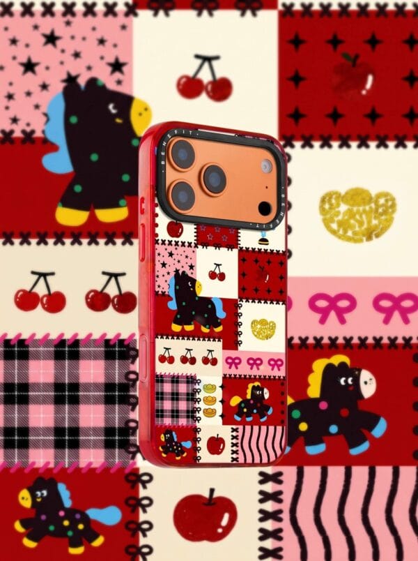 Red Quilt Cherry Bows Vintage Patchwork Pony for iPhone