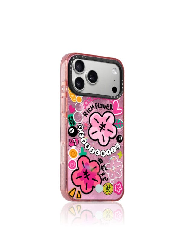 Pink Metallic Sticker "Get Rich" Y2K Aesthetic for iPhone