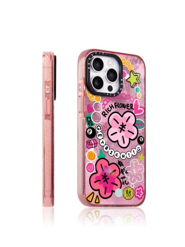 Pink Metallic Sticker "Get Rich" Y2K Aesthetic for iPhone