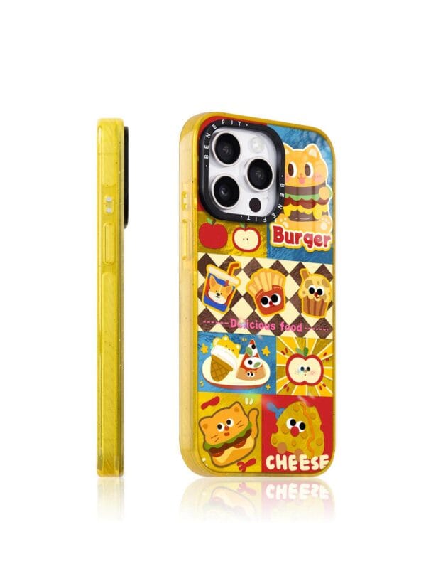 Cute Kawaii Burger Fries Retro Fast Food Collage for iPhone
