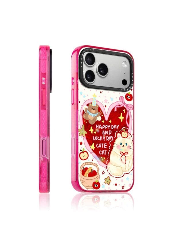 Retro Red Heart Bear Cute Coquette Ribbon Cat for iPhone