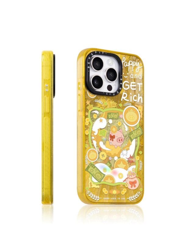 Y2K Piggy Bank Money "Happy and Get Rich" Gold for iPhone