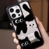Cute Black and White Cat Mirror for iPhone