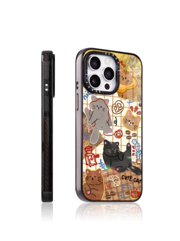 Retro Warm Checkered Kitten Cozy Cafe Core Cat for iPhone