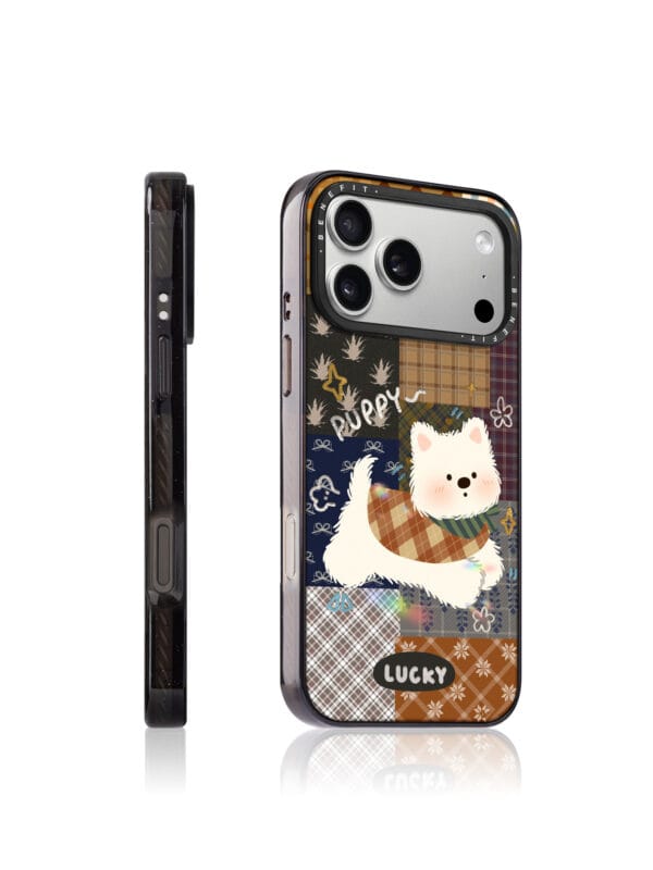 Retro Patchwork Plaid Puppy for iPhone