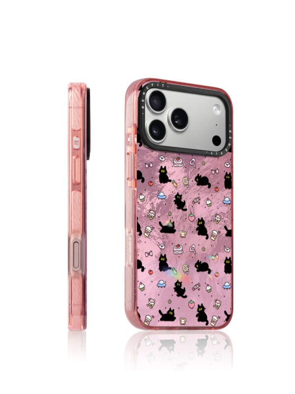 Aesthetic Y2K Pink Foil Cat for iPhone