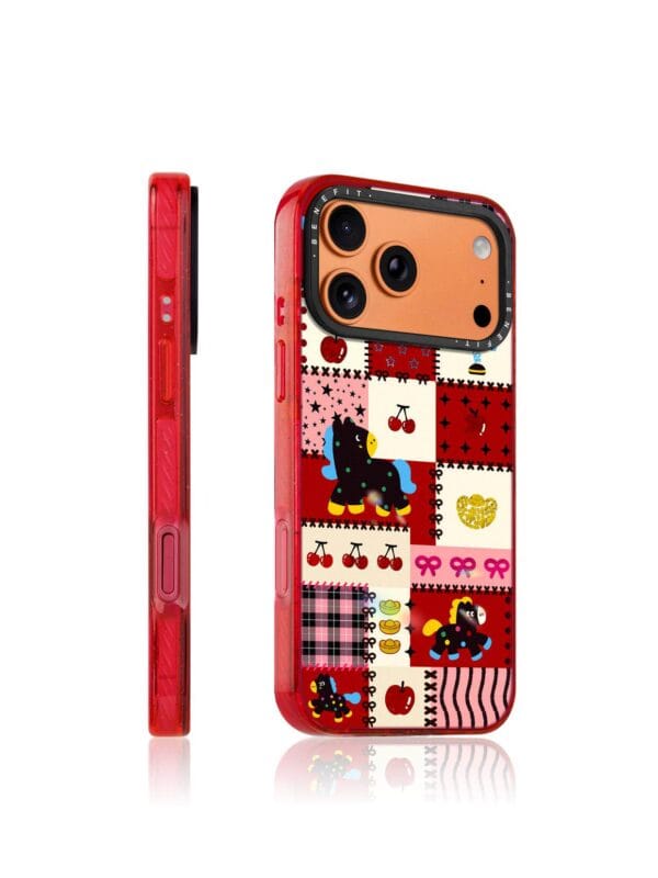 Red Quilt Cherry Bows Vintage Patchwork Pony for iPhone