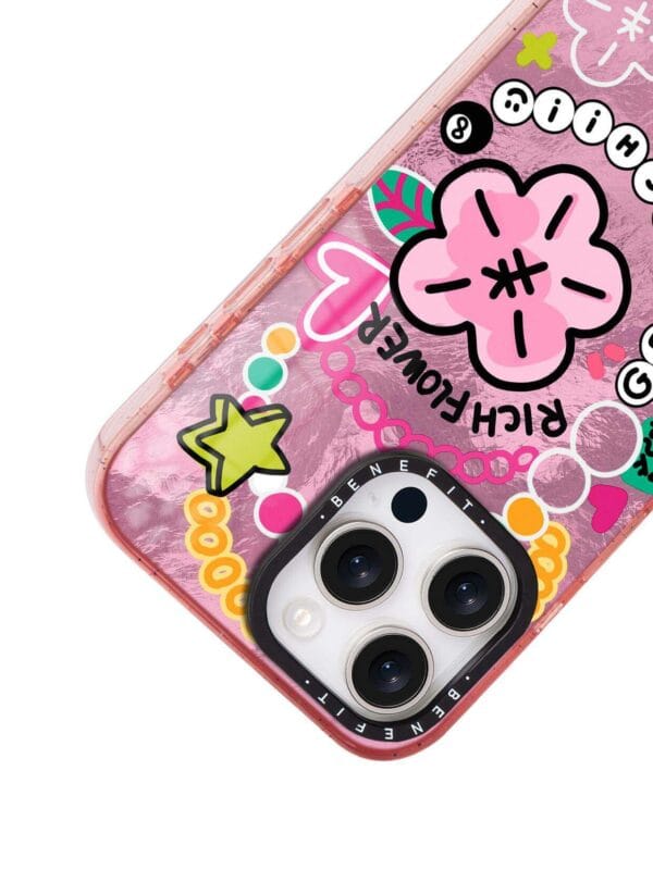 Pink Metallic Sticker "Get Rich" Y2K Aesthetic for iPhone