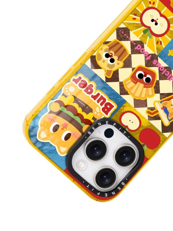 Cute Kawaii Burger Fries Retro Fast Food Collage for iPhone