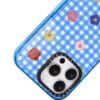 Retro Blue Gingham Floral for iPhone