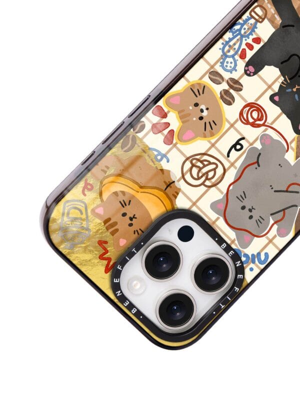 Retro Warm Checkered Kitten Cozy Cafe Core Cat for iPhone
