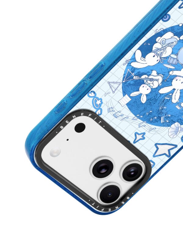 Retro Blue Grid Bunny Jazz Band for iPhone