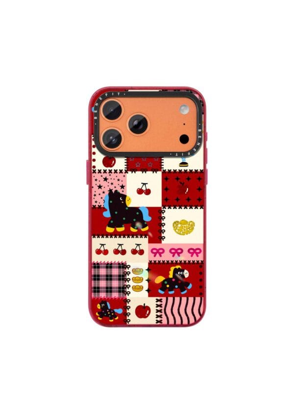 Red Quilt Cherry Bows Vintage Patchwork Pony for iPhone