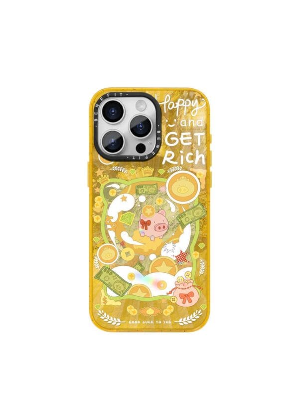 Y2K Piggy Bank Money "Happy and Get Rich" Gold for iPhone
