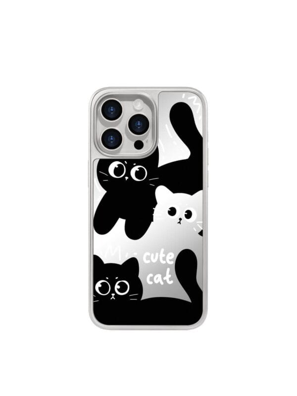 Cute Black and White Cat Mirror for iPhone