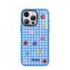 Retro Blue Gingham Floral for iPhone
