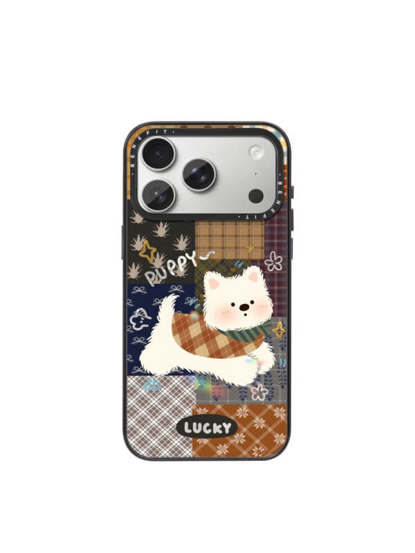 Retro Patchwork Plaid Puppy for iPhone