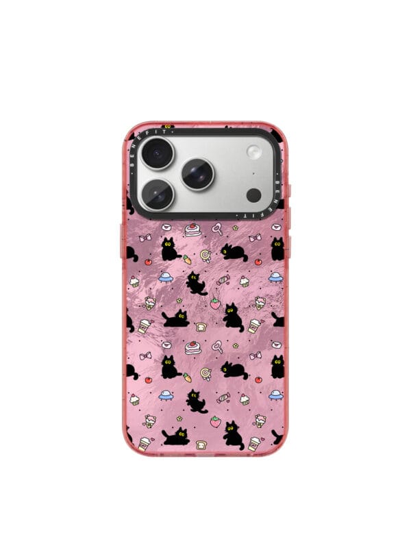 Aesthetic Y2K Pink Foil Cat for iPhone