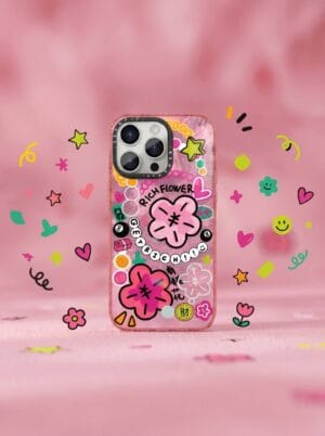 Pink Metallic Sticker "Get Rich" Y2K Aesthetic for iPhone