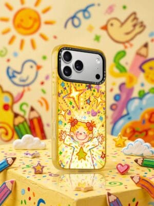 Kidcore Retro Cartoon Girl Dopamine Yellow for iPhone